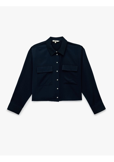 Koton Regular Fit Uzun Kollu Kapaklı Cep Detaylı Saten Crop Gömlek Lacivert 6sak60113pw Lacivert Koton Regular Fit Uzun Kollu Kapaklı Cep Detaylı Saten Crop Gömlek Lacivert 6sak60113pw Lacivert
