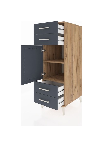 Kronos Dolap 2 Raflı 4 Çekmeceli Tek Kapaklı 44x59x134 Çam-an... Çam