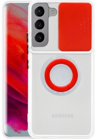 Sm Galaxy S21 - S30 Kılıf Sürgülü Kamera Lens Korumalı Yüzük Standlı Silikon Kılıf- 5775