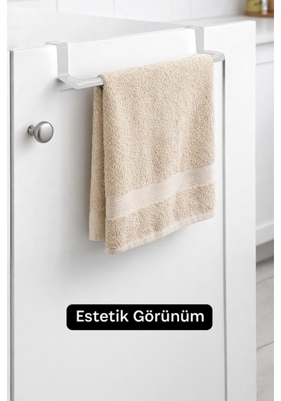 Beyaz Polikarbon Dolap Kapağı Kapı Üstü Havlu Askısı Banyo Mutfak Askılığı 29 cm
