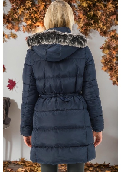 Z6768 Dewberry Bayan Kaban-düz Lacivert-düz Lacivert