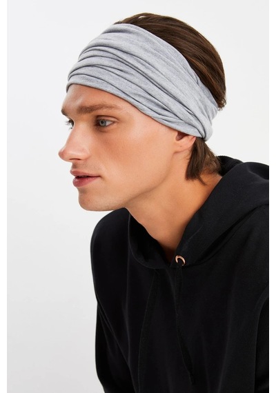 Butikgiz Erkek 4 Fonksiyonlu Koruyucu Pamuklu, Esnek, Terletmez, Bandana, Boyunluk, Maske - Tek Ebat / Açık Gri Açık Gri