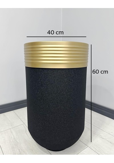 Elegant Dekoratif Eskitme Darbuka Siyah Saksı 60cm