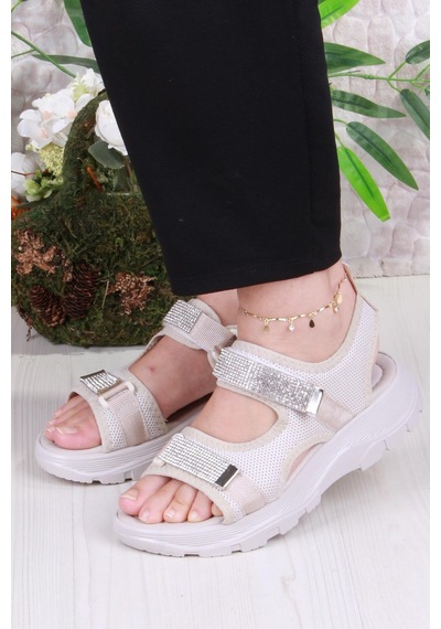 Fort 35400 Diva Comfort Rahat Çırtlı Kadın Sandalet Bej