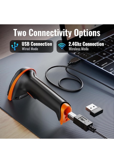 Tera Barkod Tarayıcı 1d 2d Qr Kablosuz 2.4gh+kablolu Usb 2.0 Kablolu El Tarayıcı Barkod Okuyucu 5 Mil Çözünürlü