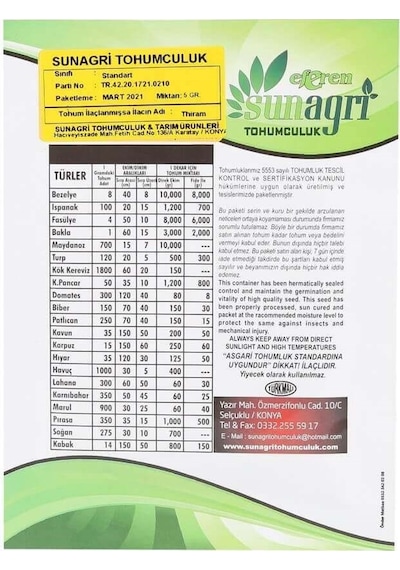 SunaGRi Sera Demre Sivri Biber Tohumu