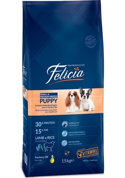 Felicia Düşük Tahıllı Kuzu Etli Küçük ve Orta Irk Yavru Köpek Maması 3 KG