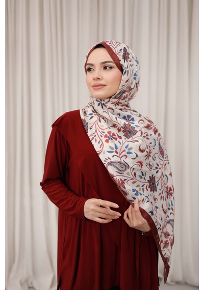 Mimiyum Rüya Desen-soft Şal Bordo Beyaz Çok Renkli