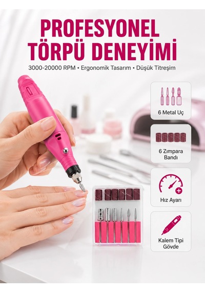 Kargo 6 Uçlu Elektrikli Manikür Pedikür Seti Yeni Nesil Najmaddin