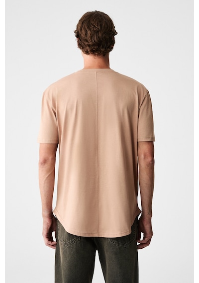Grimelange Mono Erkek Organik Pamuklu Bisiklet Yakalı Kısa Kollu Regular Fit Somon T-shirt Somon