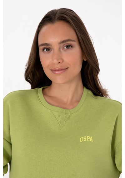 U.S. Polo Assn. Kadın Fıstık Yeşili Şardonlu Bisiklet Yaka Basic Sweatshırt 50313586-VR087