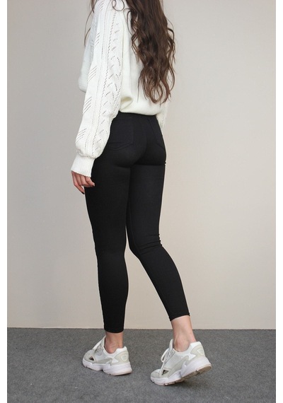 Kadın Siyah Solmayan Yüksel Bel Likralı Toparlayıcı Skinny Jeans Pantalon