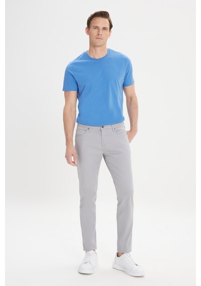 AC&Co / Altınyıldız Classics 360 Derece Her Yöne Esneyen Slim Fit Dar Kesim Diyagonal Desenli Erkek Pantolon Gri