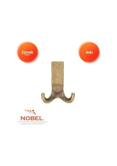 Best Lüks Askı, Metal, Vestiyer Askı, 121 Gr, Dolap Askılık, Duvar Askılığı, Antik Sarı Vidalı