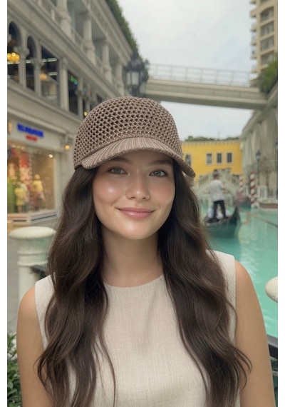 Mollycrush Kadın Vizon Simli Delikli Şapka Işıltılı Ajurlu Kep Modeli Vizon