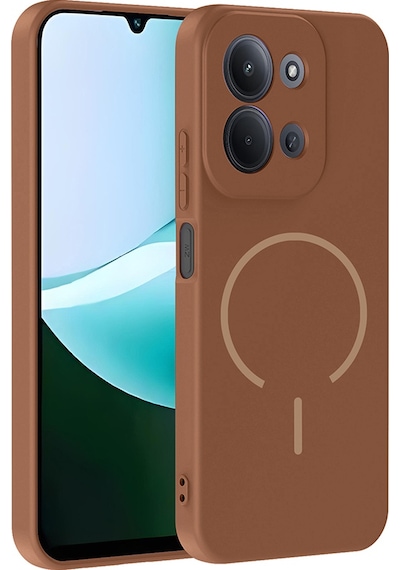 Xiaomi Redmi 15c Kılıf M-safe Şarj Özellikli Zore Meta Kapak Kahverengi