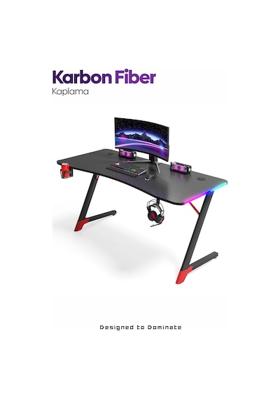 Spark 25mm RGB Aydınlatmalı Oyuncu Masası | Siyah Karbon Fiber Kaplama Spark 25mm RGB Aydınlatmalı Oyuncu Masası | Siyah Karbon Fiber Kaplama