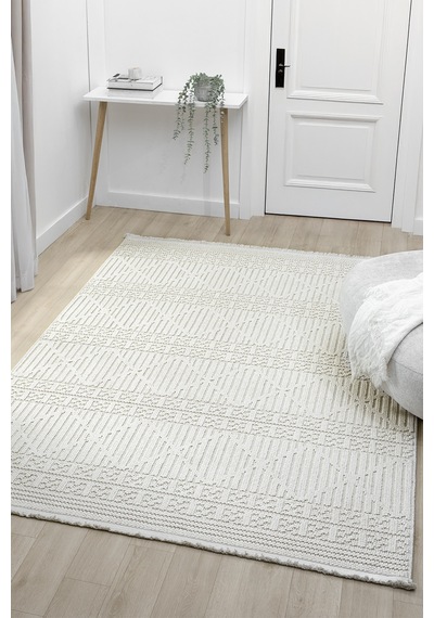 Fizy Beyaz Halı Loop Sisal Halı Modern Dokuma Oturma Odası Salon Halısı 11868a Beyaz