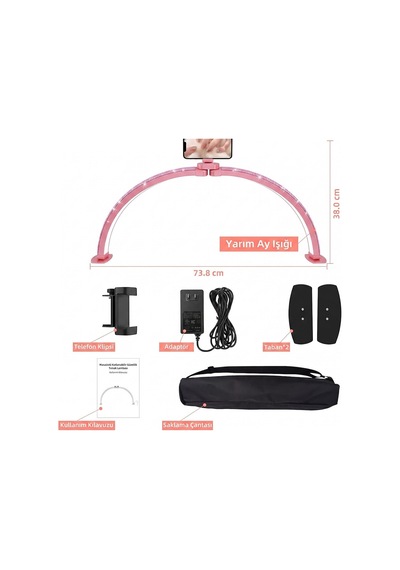 Trled F-700a 70cm Pembe Elmas Desenli Katlanabilir Masaüstü Manikür Ve Protez Tırnak Lambası Standart
