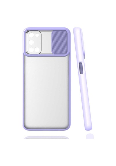Noktaks - Oppo Uyumlu Oppo A52 - Kılıf Slayt Sürgülü Arkası Buzlu Lensi Kapak - Sarı