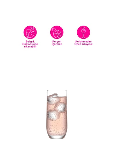 Lav Sude Cam Meşrubat Bardağı 6'lı 315 ml (Limonata Bardağı )