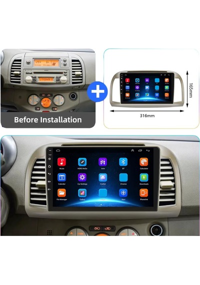 Nissan Micra Android Multimedya Sistemi 4-64 Cadence R18 2002-2010 Ön Kayıt Kamera 9"