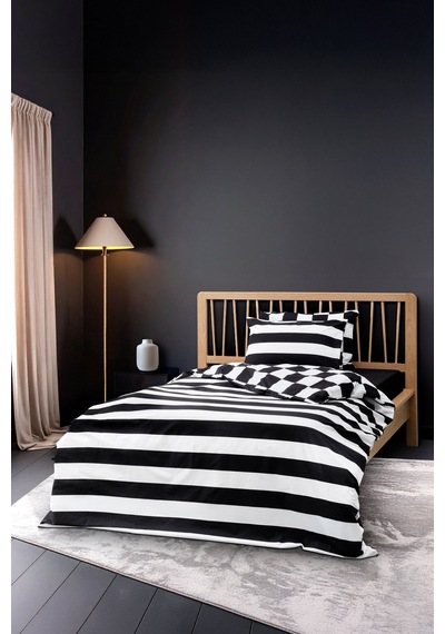Cozy Home Mono Tek Kişilik Lastikli Çarşaflı Nevresim Takımı Code Siyah Siyah