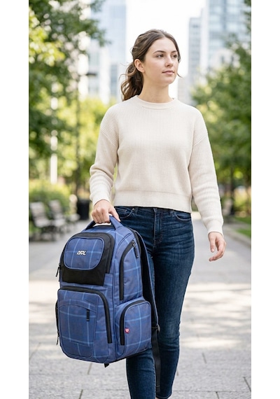 Sol - Crosshatch Unisex Sırt Çantası Mavı/sıyah