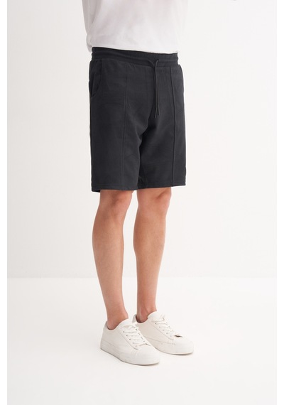 Cazador Slim Fit Örme Bermuda Süet Şort Siyah