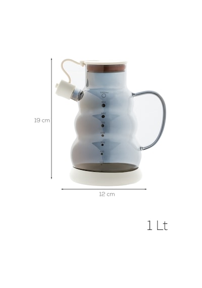 Porsima 3617-2 Kapaklı Borosilikat Cam Yağlık Sirkelik Yağdanlık 1000ml Beyaz Beyaz