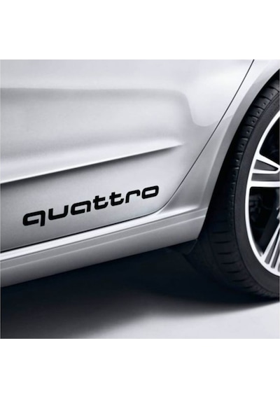 Oto Sticker Audi Quattro Yan Kapı Çıta Altı Düz Yazısı 2 Adet Set