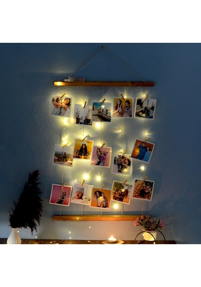 İpli Led Işıklı Ve Mandallı Fotoğraf Çerçeveleri Duvara Resim Çerçeve