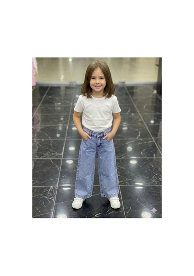 Erdem Kıds Kız Çocuk Jean Pantolon Palazzo Geniş Bol Paça Yıldız Nakışlı Kot Pantolon Açık Mavi Açık Mavi Erdem Kıds Kız Çocuk Jean Pantolon Palazzo Geniş Bol Paça Yıldız Nakışlı Kot Pantolon Açık Mavi Açık Mavi