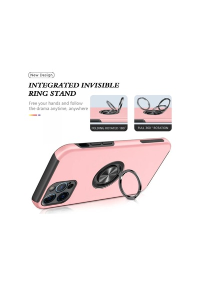 Apple İphone 12 Pro Kılıf Elit Yüzüklü Kapak - Pembe