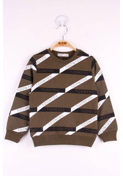 Toontoy Kids Toontoy Erkek Çocuk Toontoy Şeritli Sweatshirt Haki