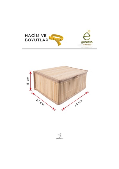 Kapaklı Bambu Hasır Saklama Kutusu Dekoratif Organizer Çok Amaçlı Doğal Sepet Kutu Kahverengi