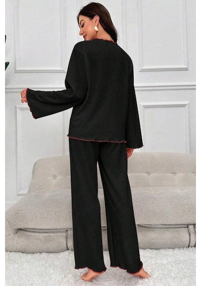 Bella Notte Kadın Siyah Uzun Kollu Pijama Takımı