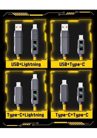 4 İn 1 Led Ekranlı 65w-27w Pd Usb İos Type C Super Turbo Fast Aaa+ Kalite Şarj Ve Data Kablosu