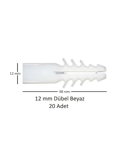 Dübel, 12 Mm Beyaz Dübel, 20 Adet