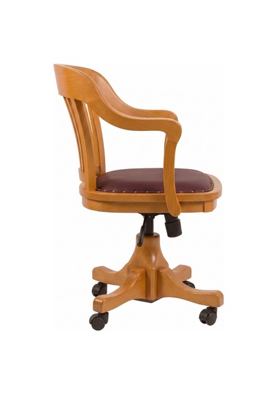 Throne Deri Döşemeli Ahşap Ofis Sandalyesi Naturel