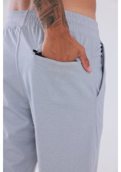 Rowinger Premium Merserize Kumaş Logolu Lastikli Paça Jogger Erkek Eşofman Altı Grey