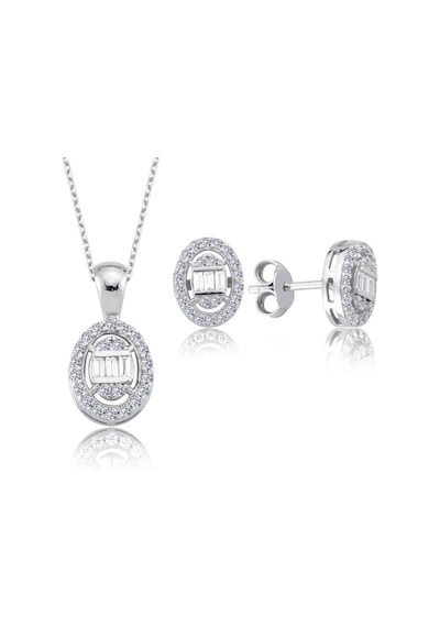 Mia Vento Pırlanta Montür Baget Oval İkili Gümüş Mini Set