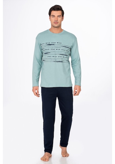 Kompedan Erkek Stay Wild Baskılı Pamuklu Pijama Takımı Su Yeşili 028 Mint - Yeşil Kompedan Erkek Stay Wild Baskılı Pamuklu Pijama Takımı Su Yeşili 028 Mint - Yeşil