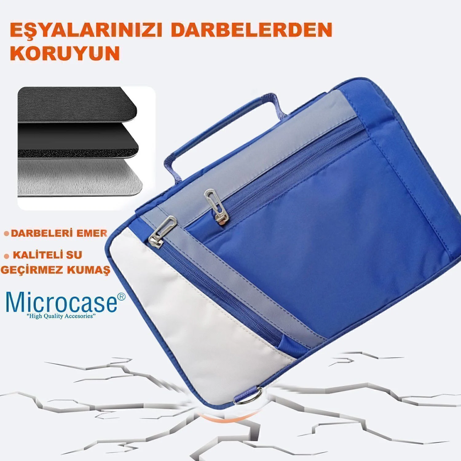 Microcase Honor Pad X8b 11 İnch İle Uyumlu Omuz Askılı El Tutacaklı Universal Sleeve Taşıma Çantası Al4346 Lacivert Krem Gri Çanta