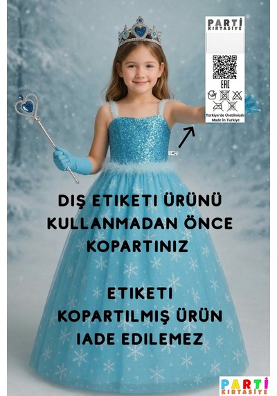 Parti Kırtasiye Frozen Elsa Karlar Ülkesi Kraliçesi Askılı Eldivenli Simli Kız Çocuk Mavi Elbise Mavi Parti Kırtasiye Frozen Elsa Karlar Ülkesi Kraliçesi Askılı Eldivenli Simli Kız Çocuk Mavi Elbise Mavi