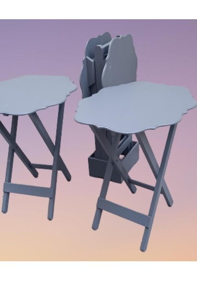 Çanta Zigon Sehpa Yonca Dörtlü Model Ahşap Mdf Gri Renk Uyumu El Yapımı