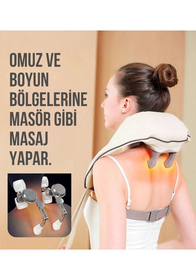 Mdsgroup Ovmalı Isıtmalı Yoğurmalı Boyun Sırt Bel Masaj Cihazı Akupunktur Etkili 4d Masaj Şarjlı Çok Renkli