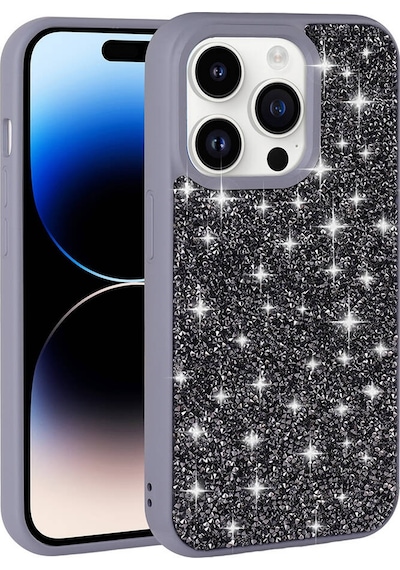 Apple Uyumlu iPhone 14 Pro Kılıf Parlak Taşlı Tasarım Zore Pırlanta Kapak Pembe