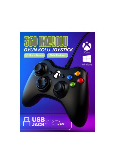 Kablolu Joystick Siyah Xbox 360 Uyumlu Hızlı Şarj Destekli Bluetoothsuz siz