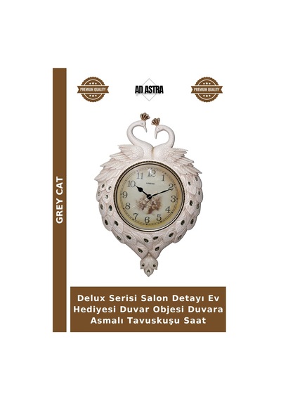 Delux Serisi Salon Detayı Ev Hediyesi Duvar Objesi Duvara Asmalı Tavuskuşu Saat Diğer